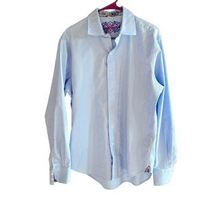 ROBERT GRAHAM Long Sleeve Button Down Shirt Blue Size Large